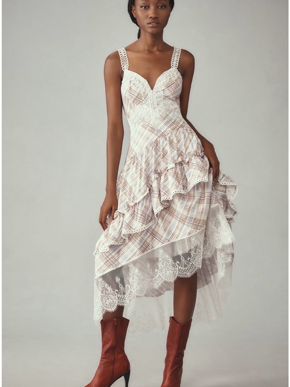 Anthropologie The Bobbi Asymmetrical Ruffled Tiered Midi - Picture 2 of 7